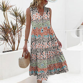 Naturlux® - Unique sleeveless midi dress with floral print