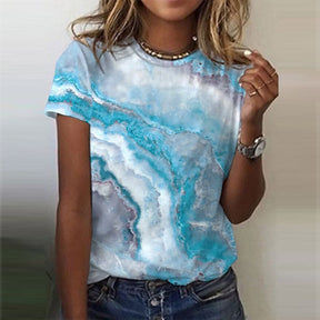 EcoExotica® - Ocean Dream Blue Top with Marble Print