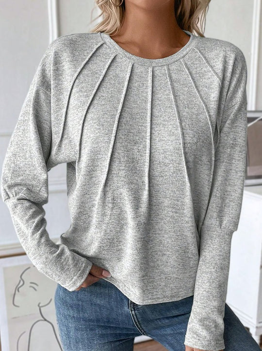 Celestial® - Grey Solid Long Sleeve Round Neck Top