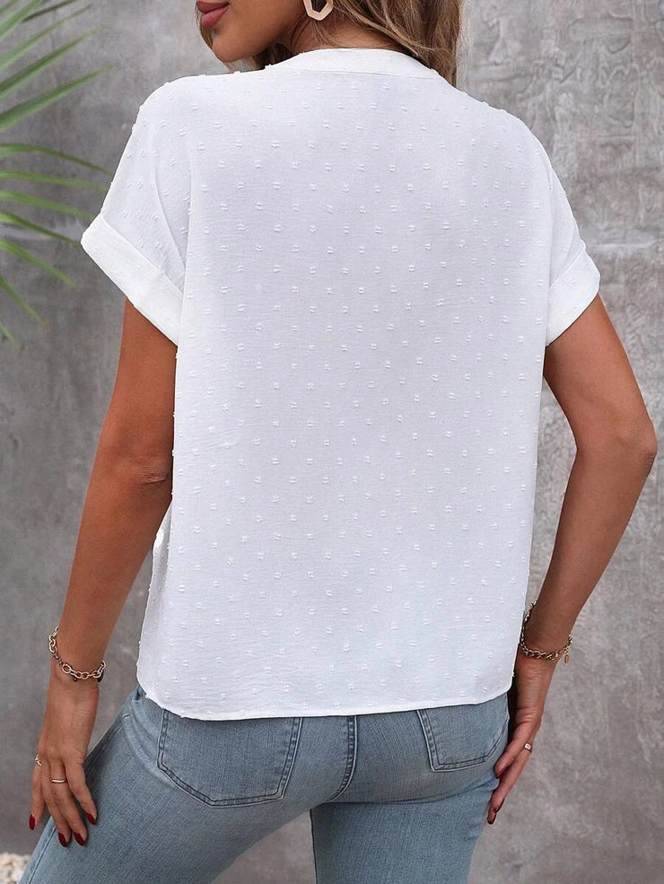 BlütenBliss® - White Swiss Dot Button Down TOP