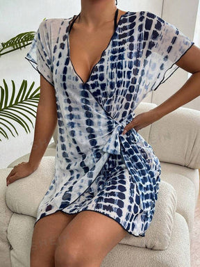 CabanaCouture® - Breezy Short Sleeve Wrap Tie Cover Up