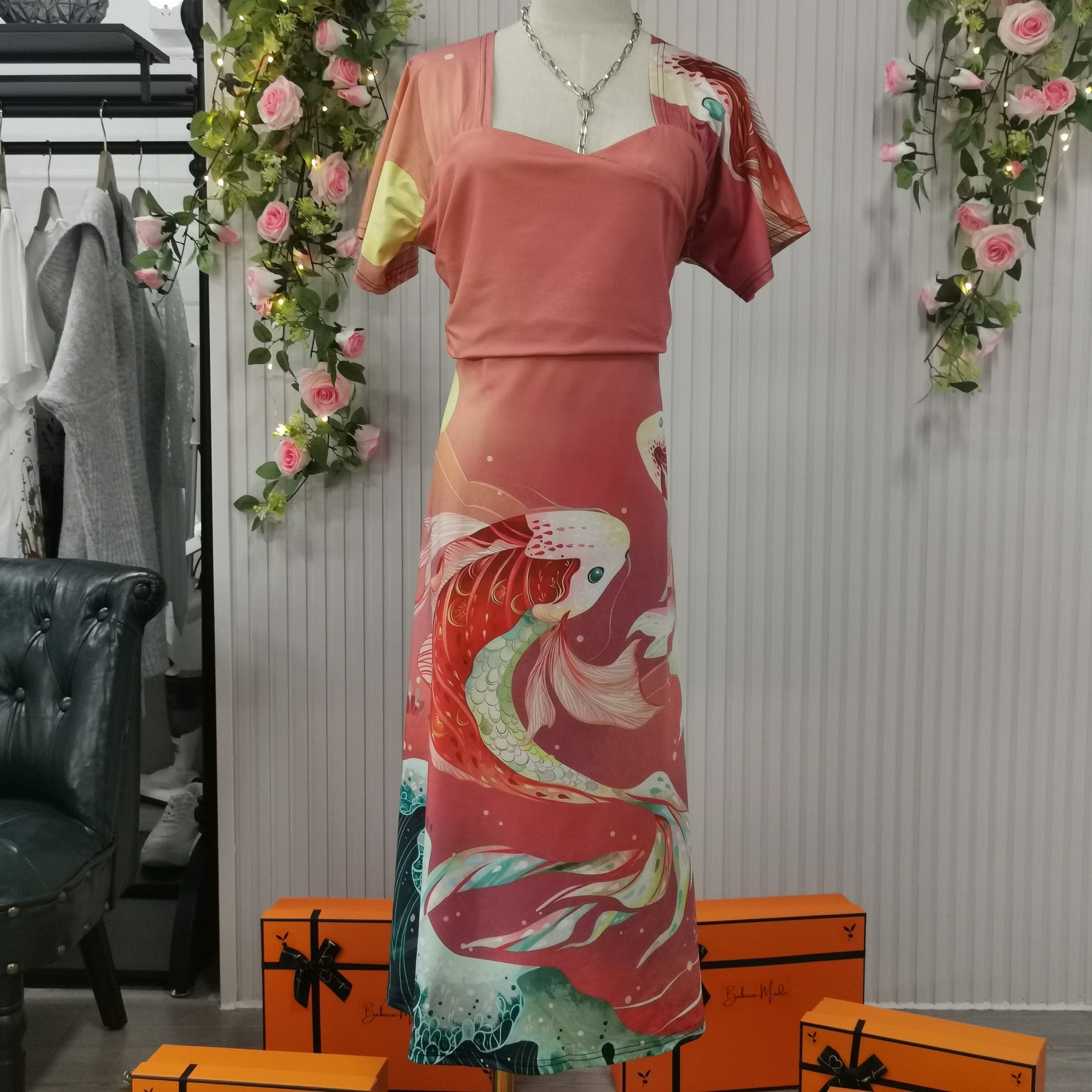 EcoExotica® - Casual midi dress in vintage look with patchwork pattern