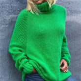 Even&amp;Vil® - Chic green plain sweater with high neckline