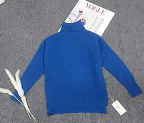 WinterStil® - Blue plain high neck sweater