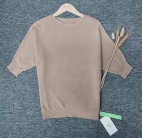 FallStil® - Gold-coloured plain sweater with round neck