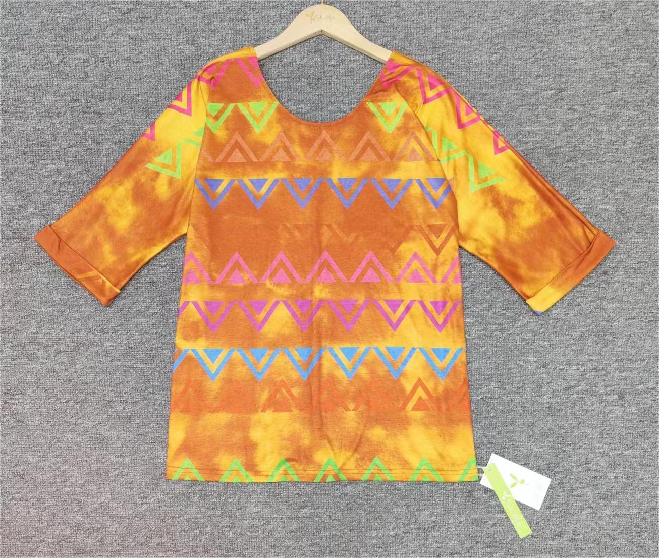 FallStil® - Colorful tunic top with Aztec print and half-length sleeves