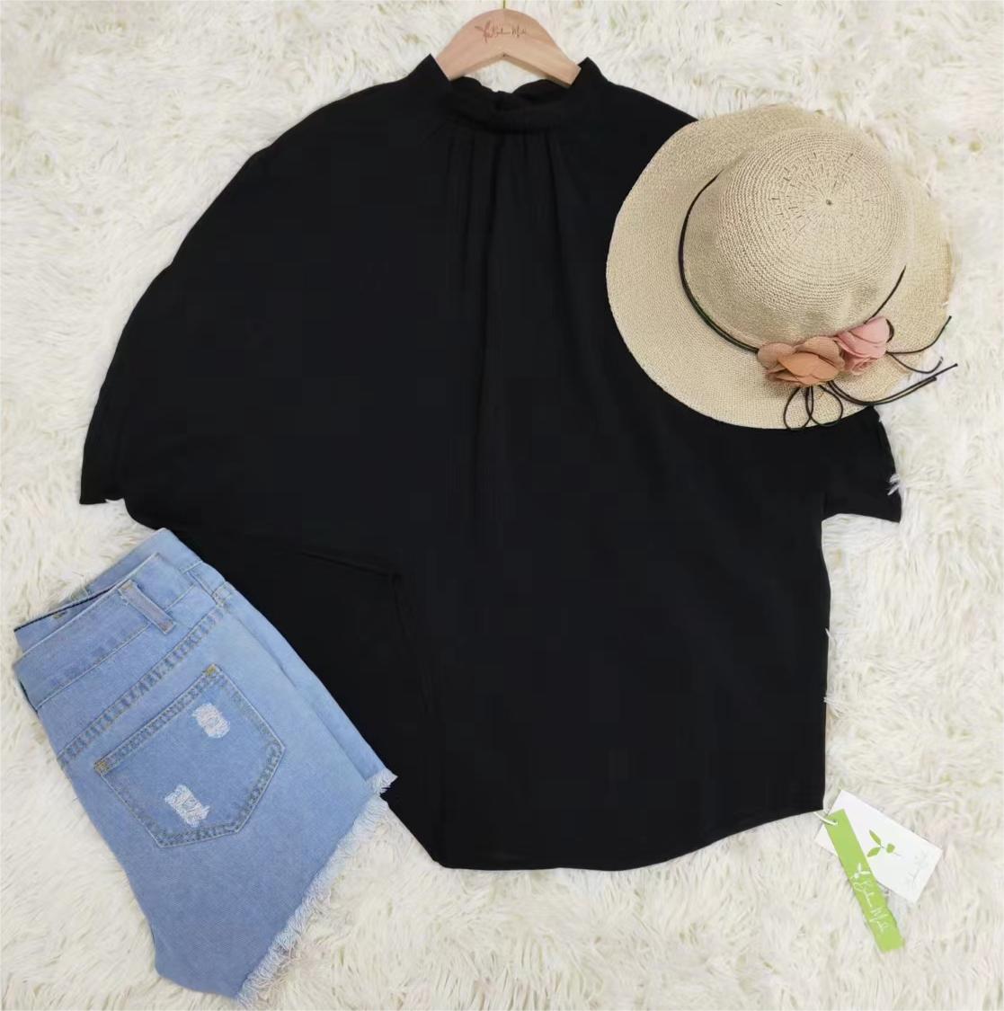 SpringStil® - Black short sleeve plain top