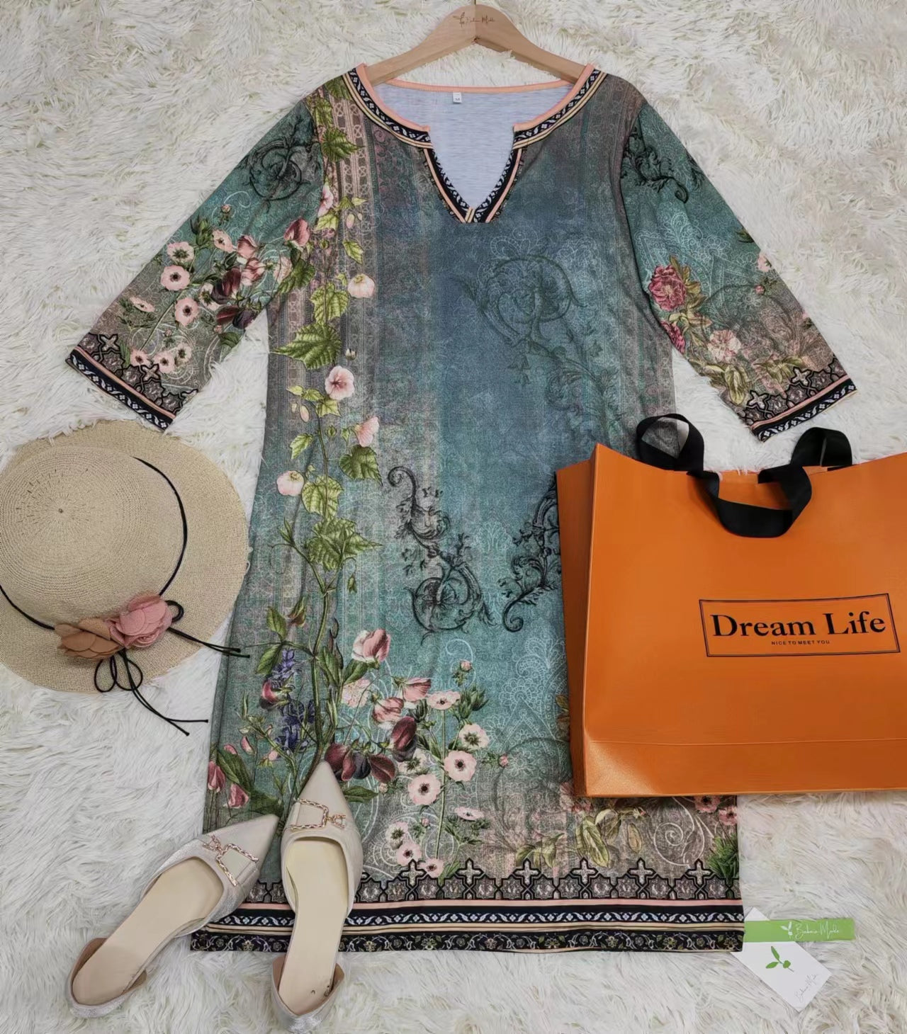 PureWear® - Unusual tunic dress with floral pattern in watercolor look