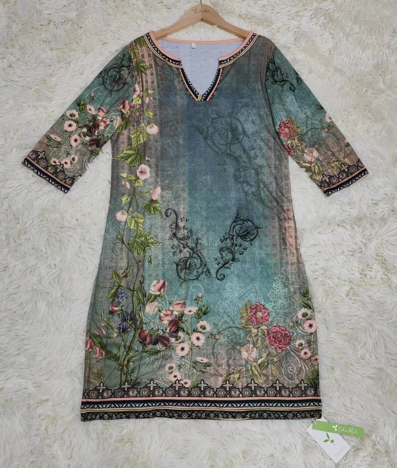 PureWear® - Unusual tunic dress with floral pattern in watercolor look