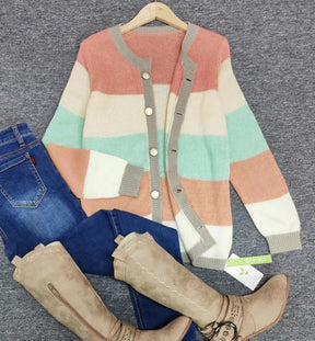 Even&amp;Vil® - Cute color block cardigan with long sleeves