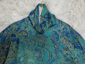 FallStil® - Paisley Green-Blue Ombre Mock Neck Top