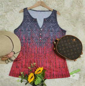 FallStil® - Ombre tank top with rain pattern in blue and red