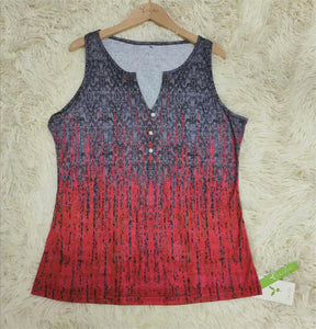 FallStil® - Ombre tank top with rain pattern in blue and red