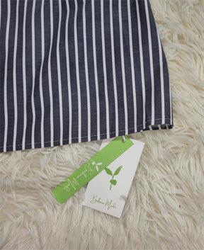 SpringStil® - Navy and white striped midi dress with short sleeves