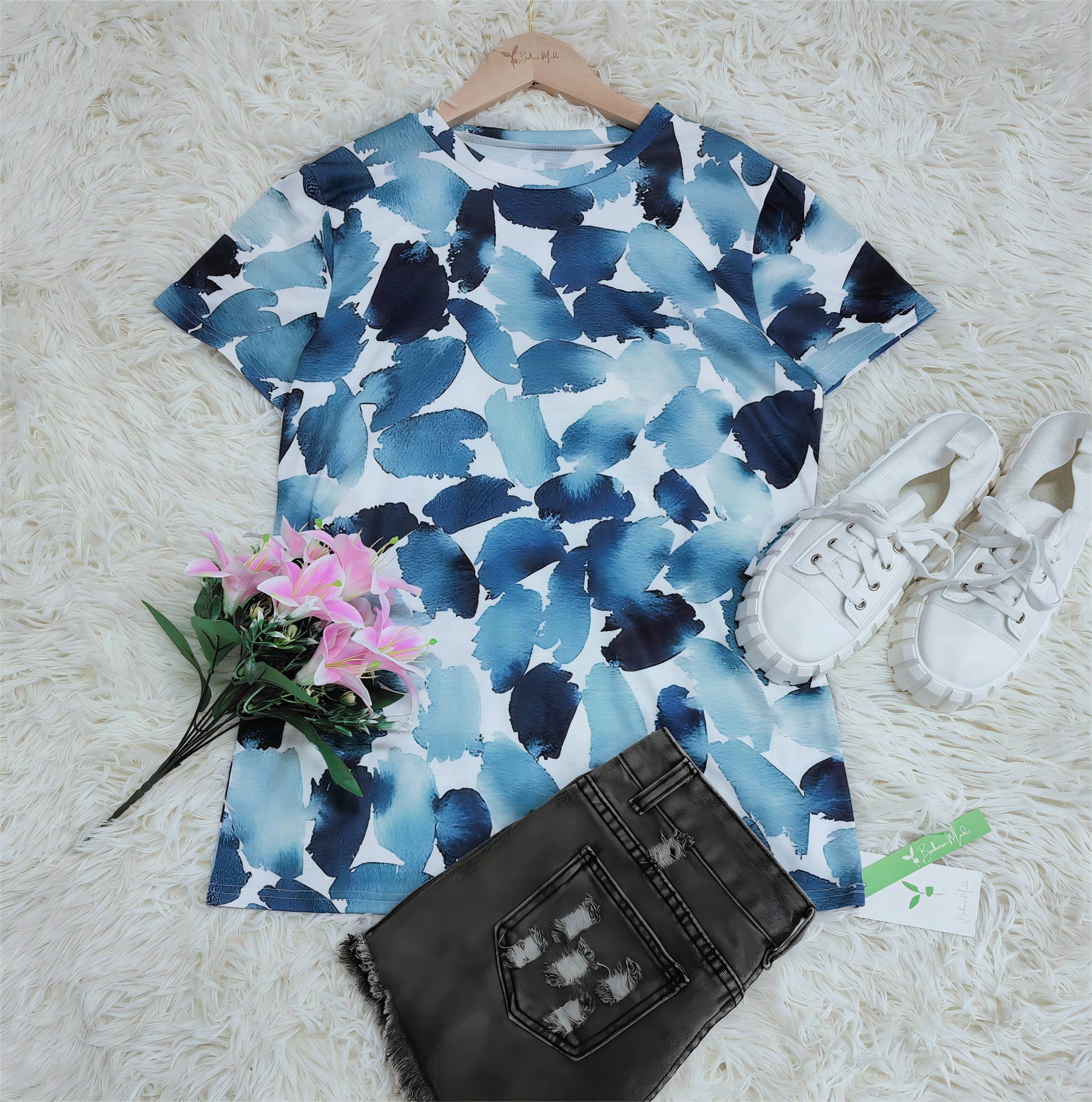 FallStil® - Blue printed short sleeve top