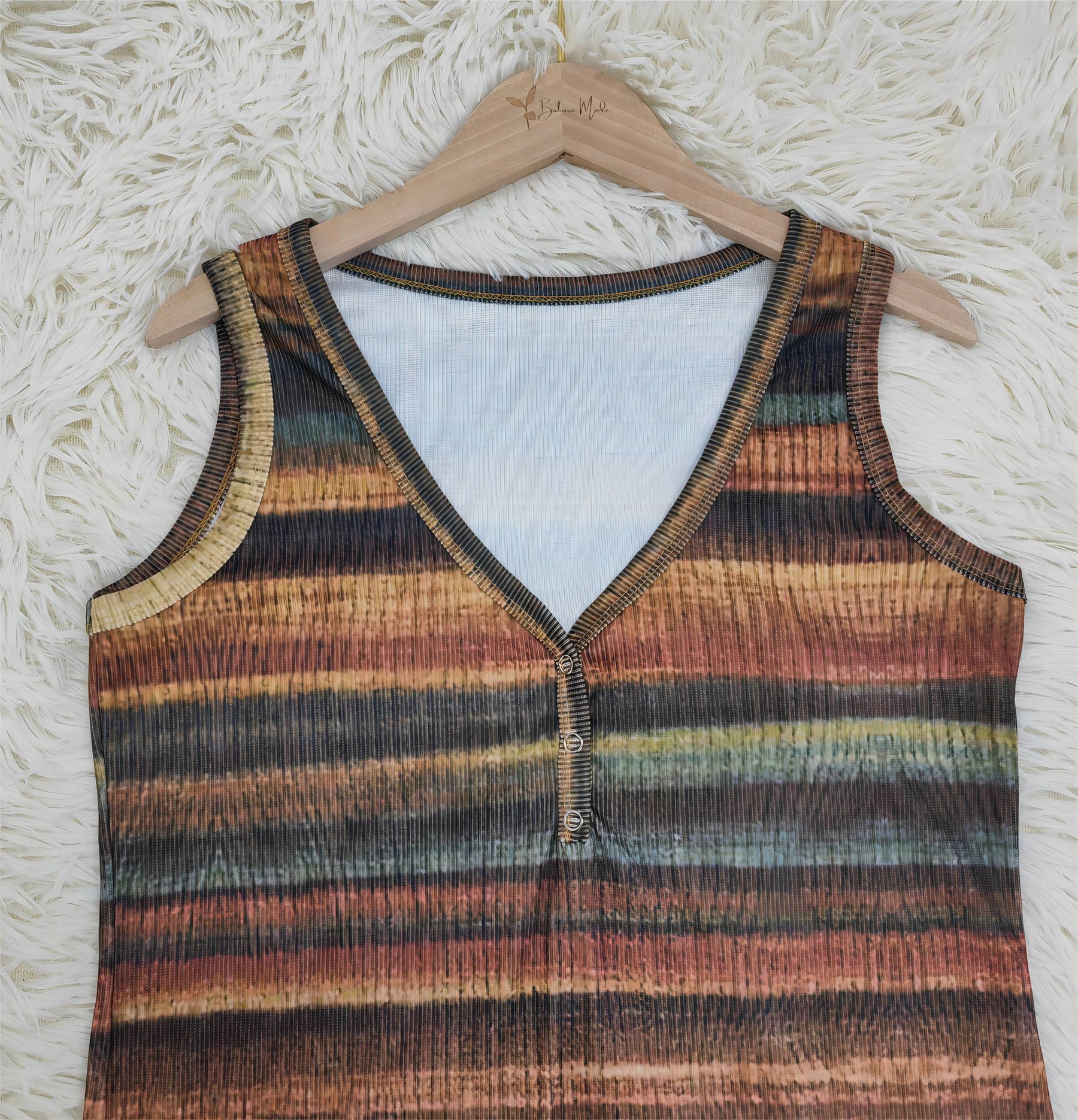 SpringStil® - Brown sleeveless striped top