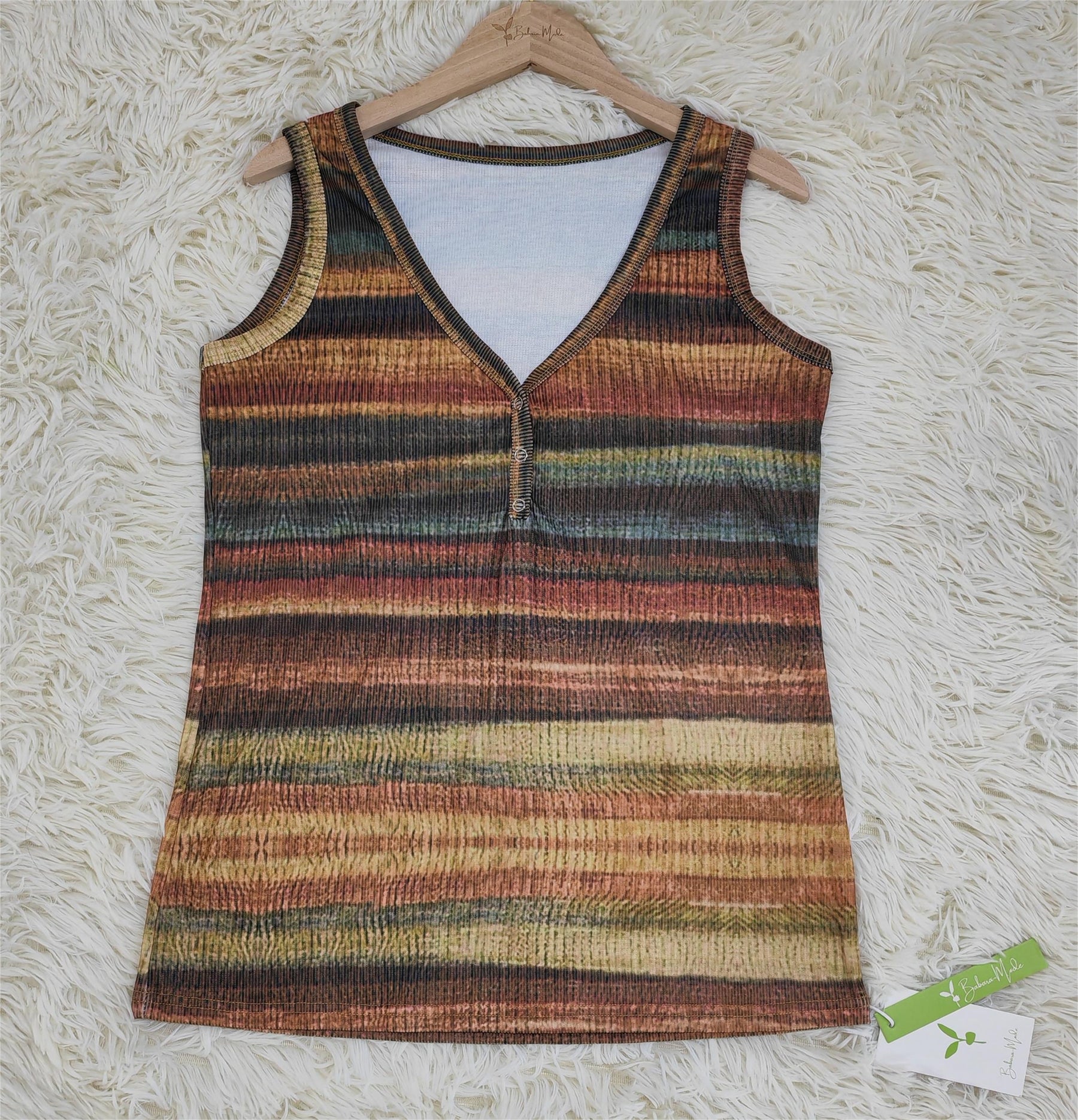 SpringStil® - Brown sleeveless striped top