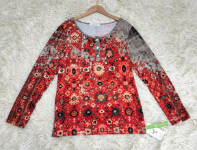 FallStil® - Retro Autumn Aztec Print Long Sleeve Top