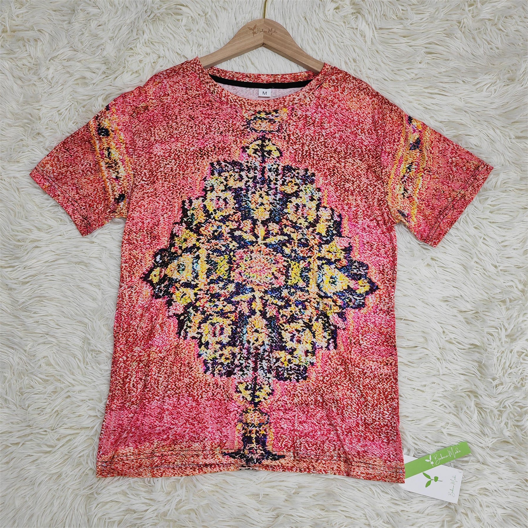 SpringStil® - Pink Print Round Neck Top