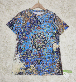 SpringStil® - Beautiful short-sleeved top with blue print