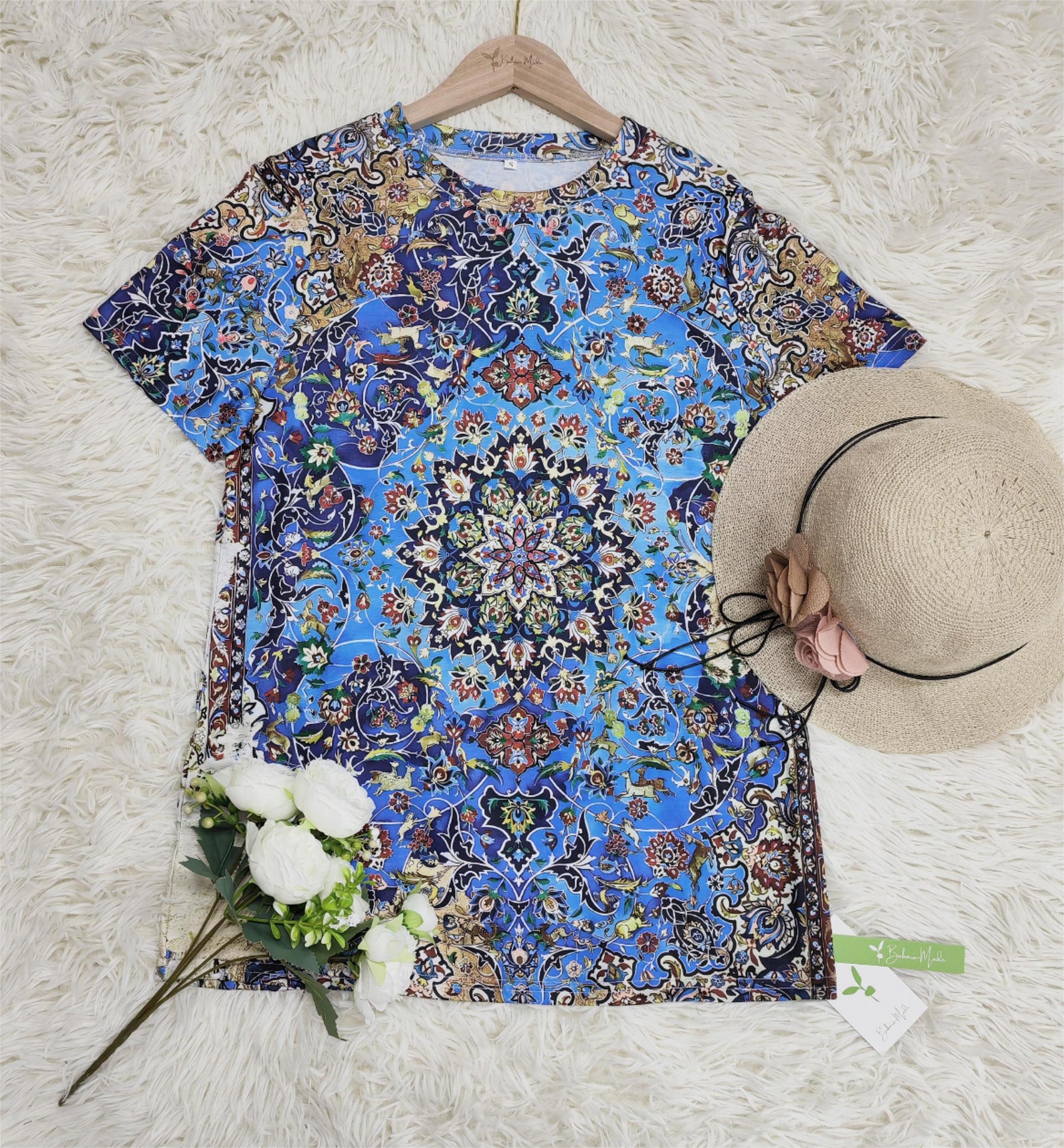 SpringStil® - Beautiful short-sleeved top with blue print