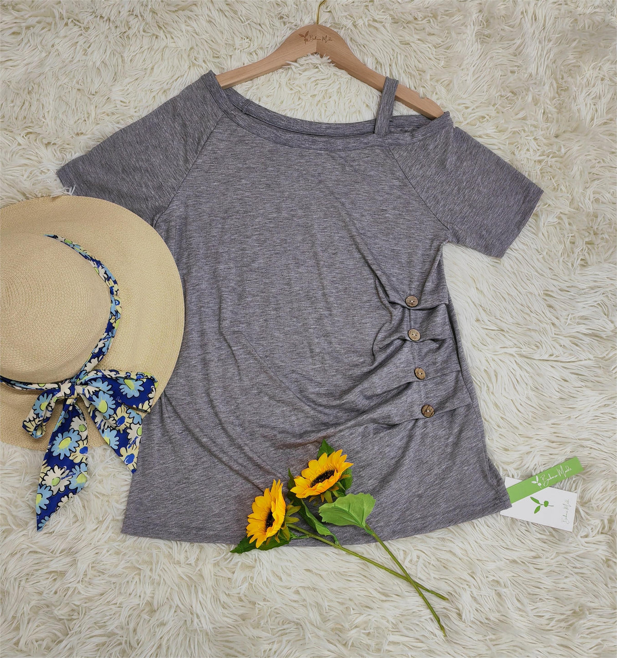 SpringStil® - Grey short sleeve plain top