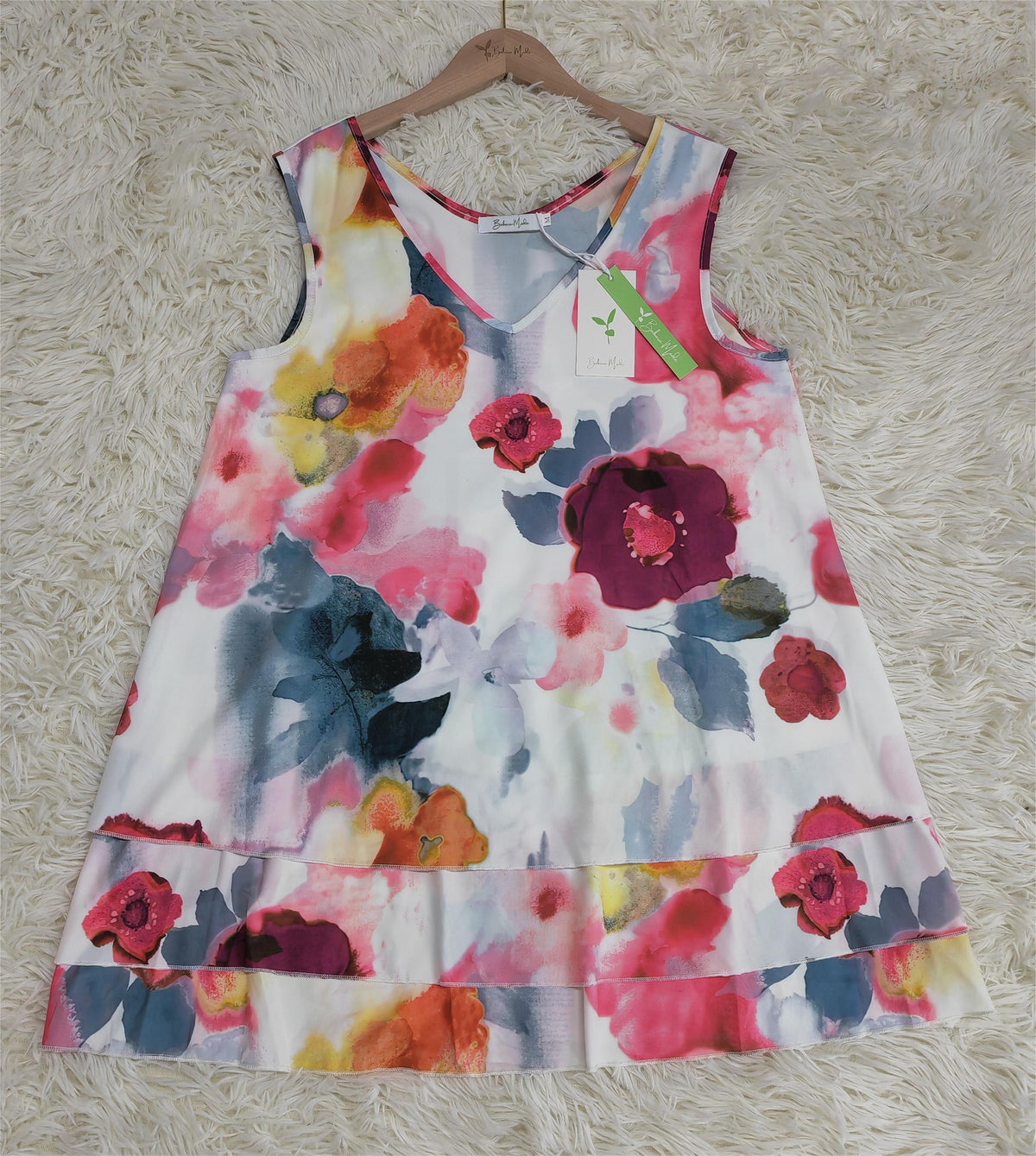 PureWear® - Multi-layered tank top with watercolor floral print