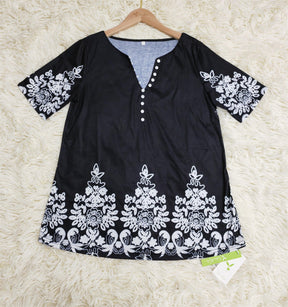 SpringStil® - Black printed short sleeve top