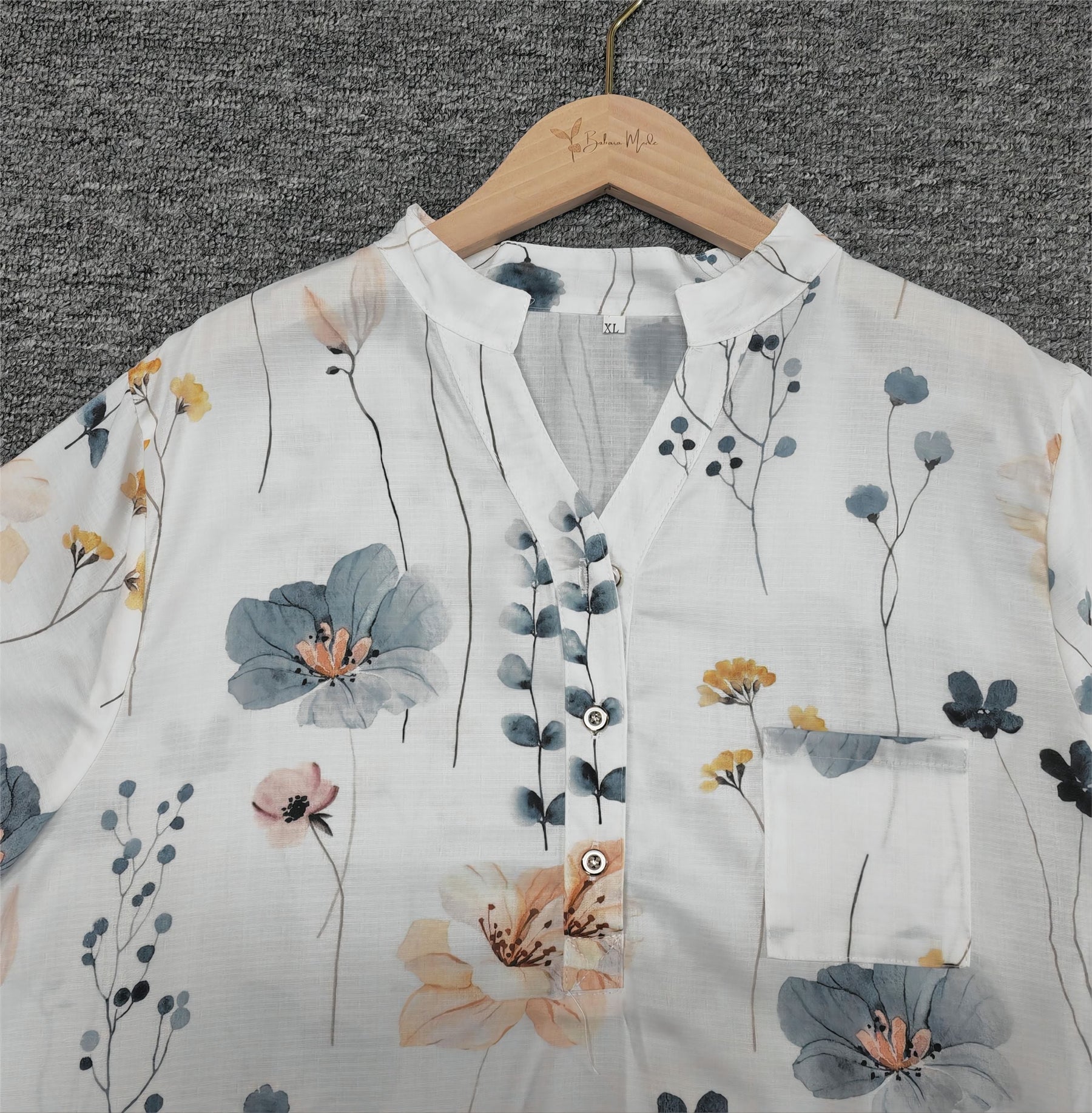 SpringStil® - Watercolor Flower Garden White Short Sleeve Top