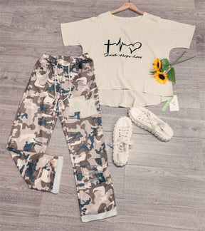 PureWear® - Two-piece set with khaki letter pattern