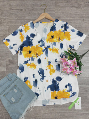 SpringStil® - Romantic short-sleeved top with floral print