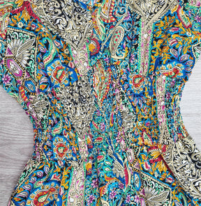 FallStil® - Colorful Paisley Gathered Waist Long Summer Dress