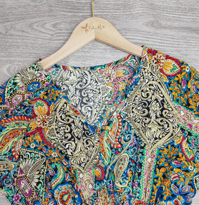 FallStil® - Colorful Paisley Gathered Waist Long Summer Dress