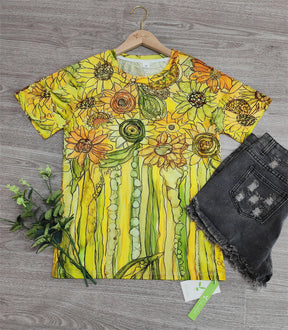 Naturlux® - Yellow print short sleeve top