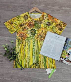 Naturlux® - Yellow print short sleeve top