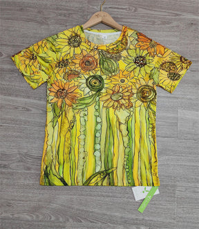 Naturlux® - Yellow print short sleeve top