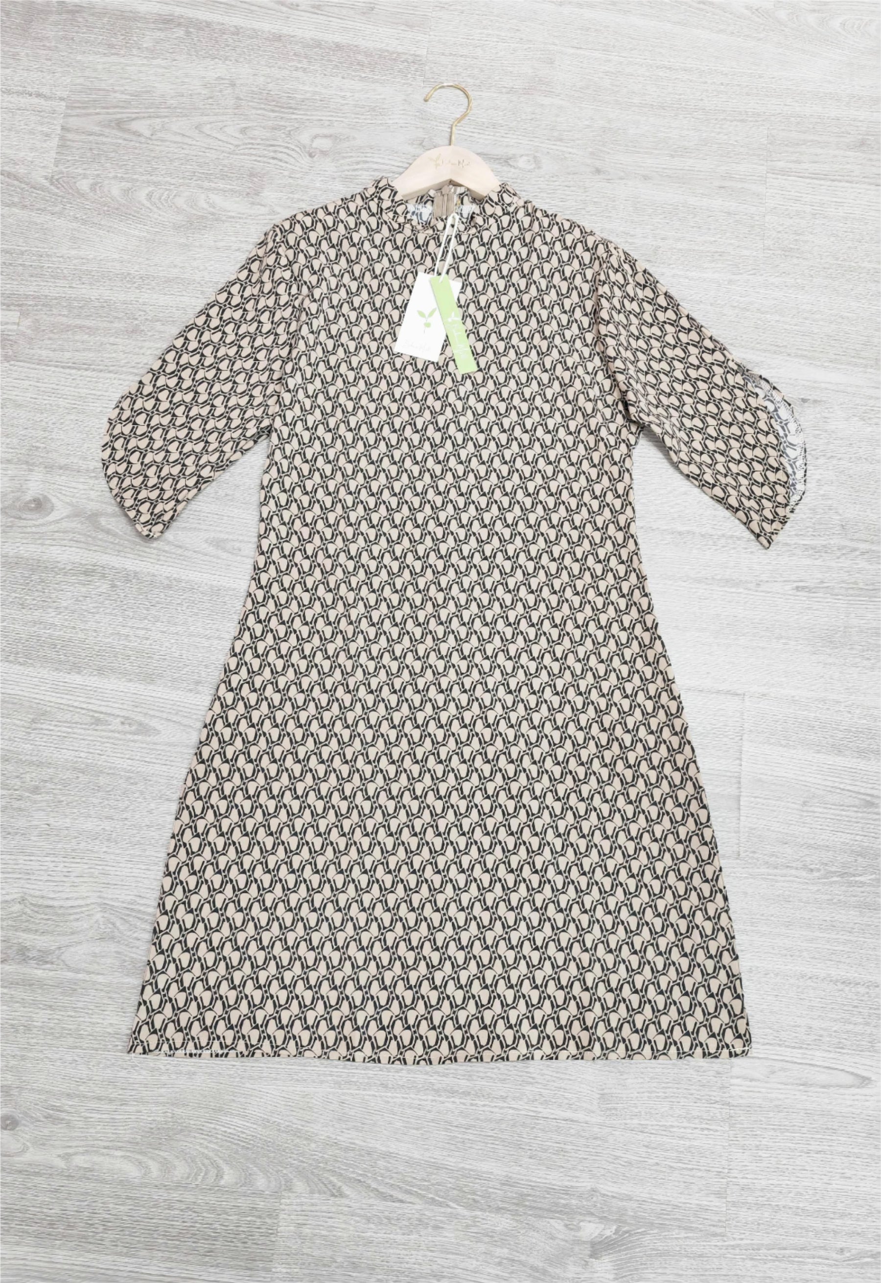 Naturlux® - Brown mini dress with all-over print