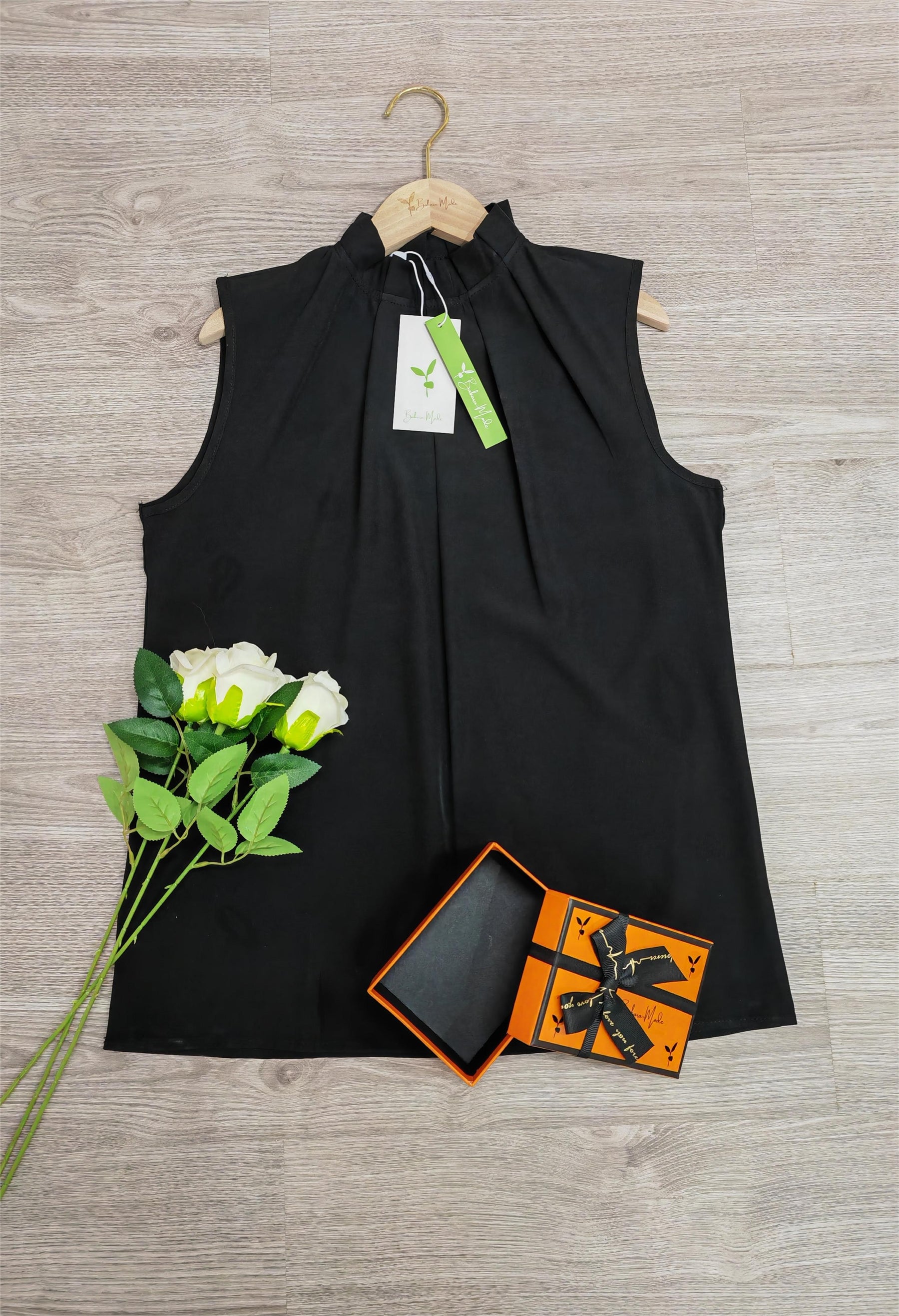 PureWear® - Black sleeveless top with round neck