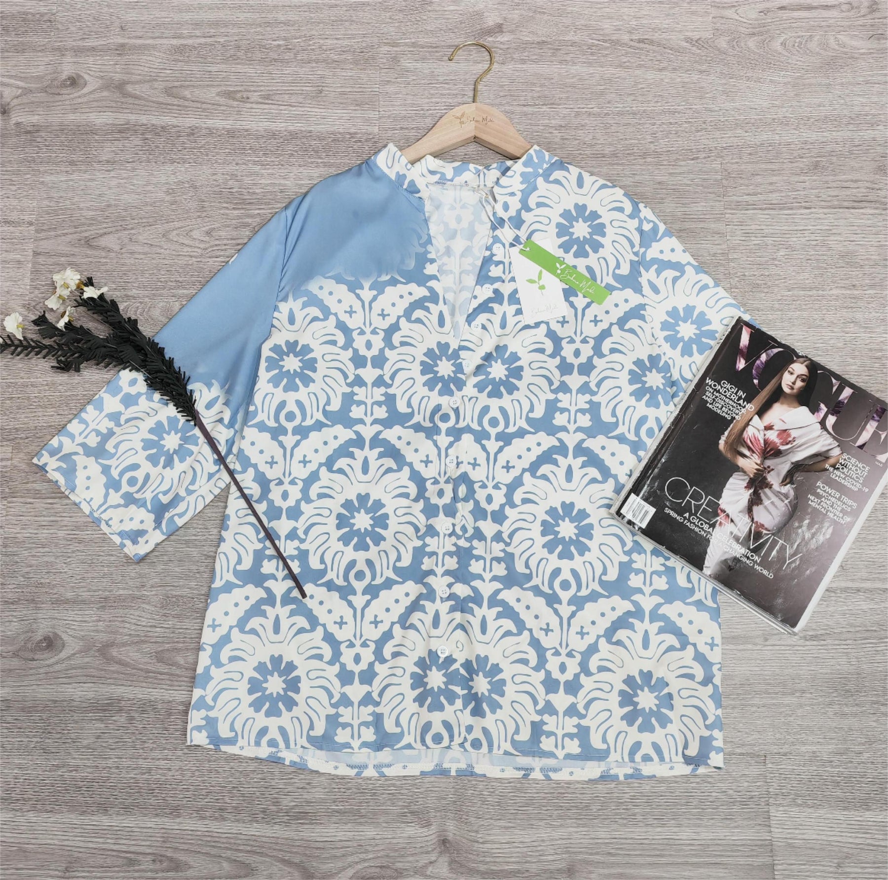 Naturlux® - Fashionable blue print top