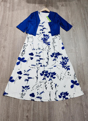 PureWear® - Twofer royal blue midi dress with print