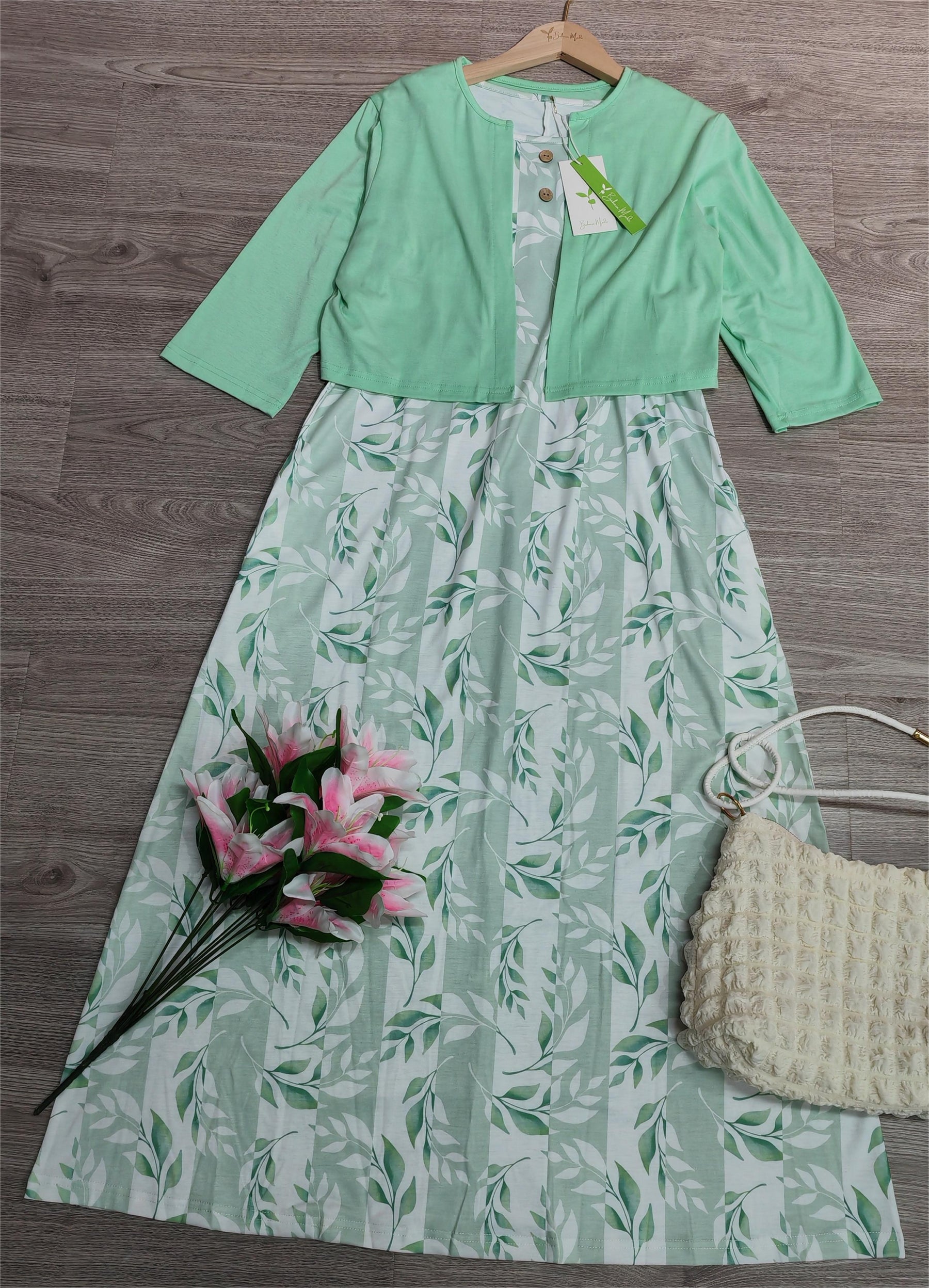 BlütenBliss® - Green midi dress with side pockets