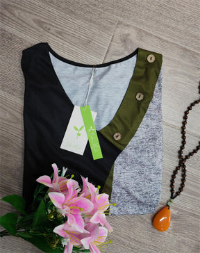 EcoExotica® - Eye-catching color block sleeveless tank top