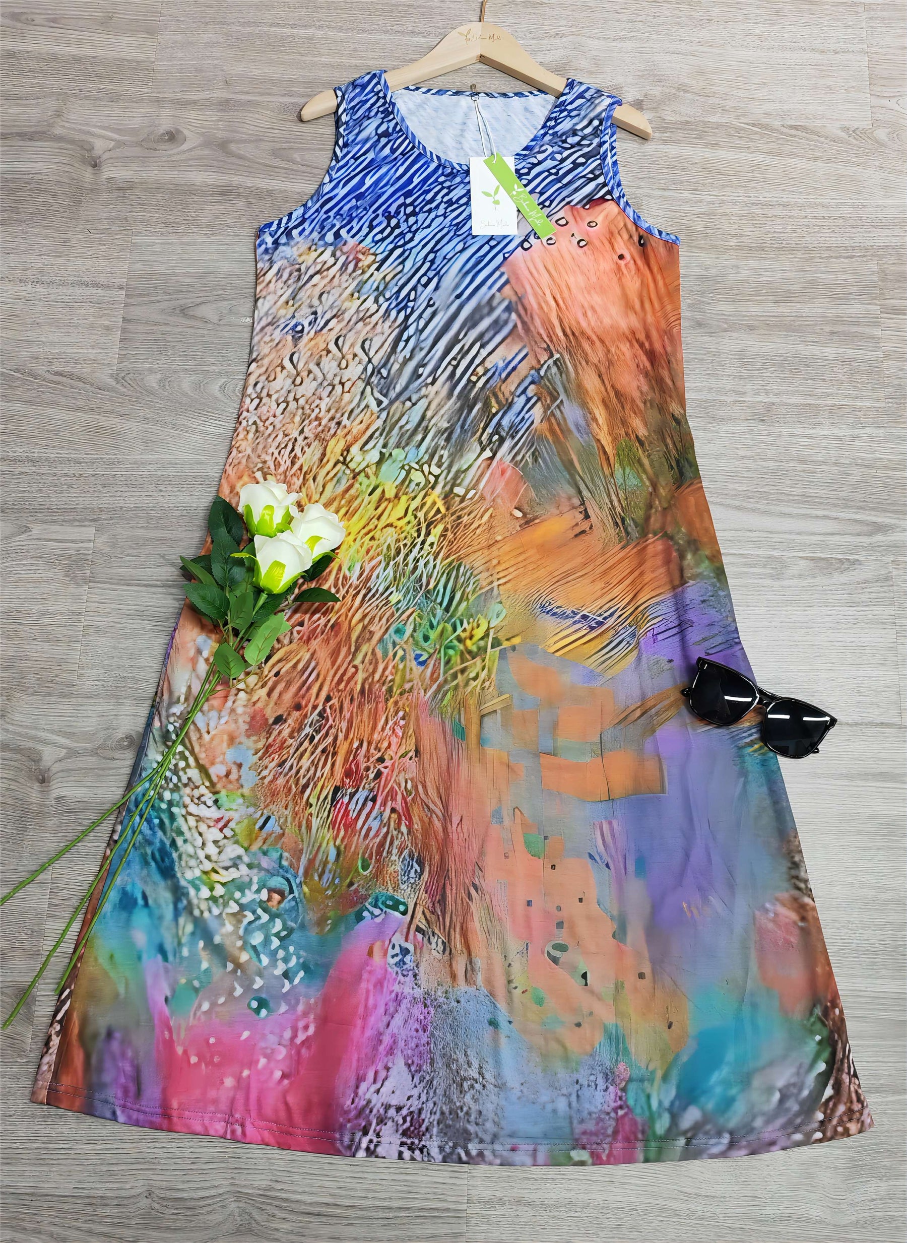 SpringStil® - Chic multicolor sleeveless midi dress