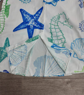 EcoExotica® - Starfish Shell Blue White Blouse Dress