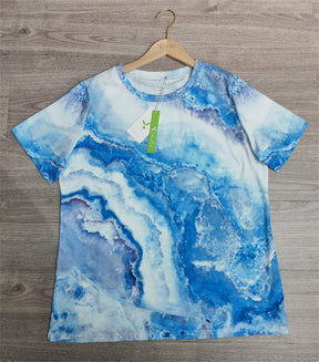 EcoExotica® - Ocean Dream Blue Top with Marble Print