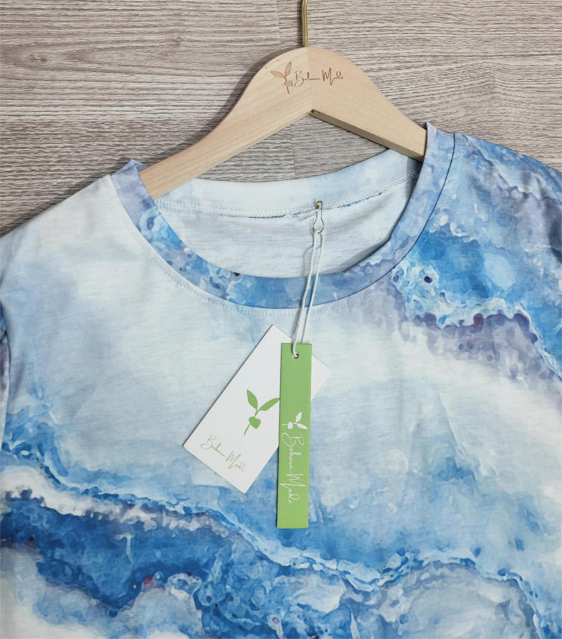 EcoExotica® - Ocean Dream Blue Top with Marble Print