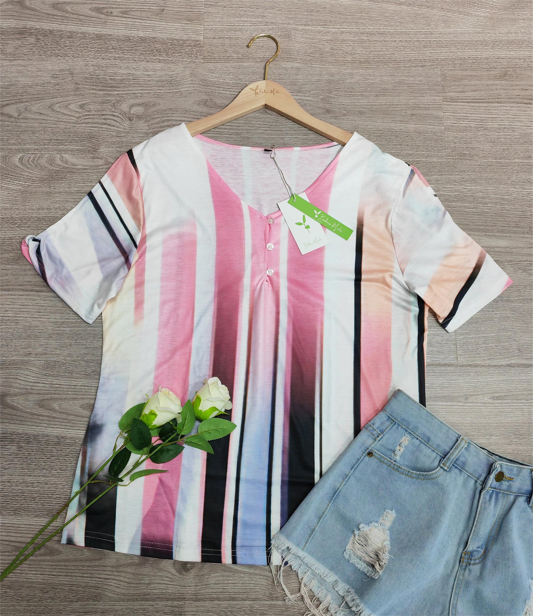 EcoExotica® - Comfortable striped short sleeve top