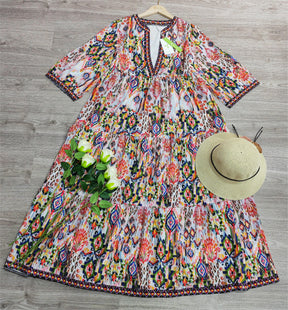 FallStil® - Attractive midi dress with 3/4 sleeves and print