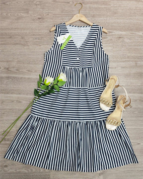 BlütenBliss® - Blue sleeveless striped mini dress