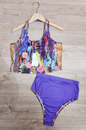 Naturlux® - Purple sleeveless swimwear with print